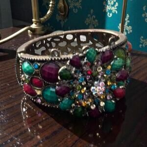 Vintage Cuff Bracelet Multi-color with Varying Stones Boho